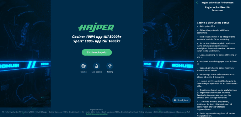 hajper casino välkomstbonus hajper casino välkomstbonus