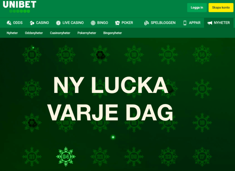 Julkalender hos Unibet!