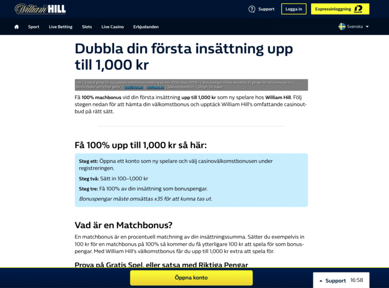 William Hill bonus online casino
