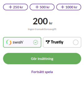 Välj summa och betalningsmetod