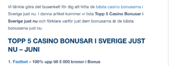 Bästa Casino Bonusarna i Sverige Just Nu