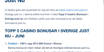 Bästa Casino Bonusarna i Sverige Just Nu