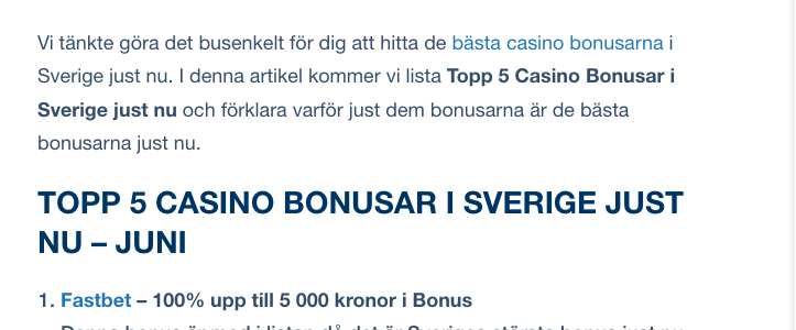 bästa bonusarna just nu