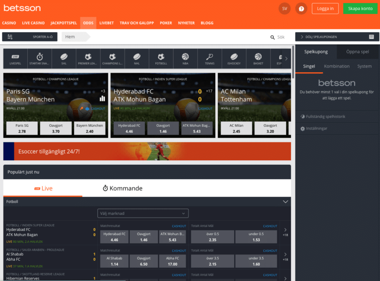 betsson betting och odds