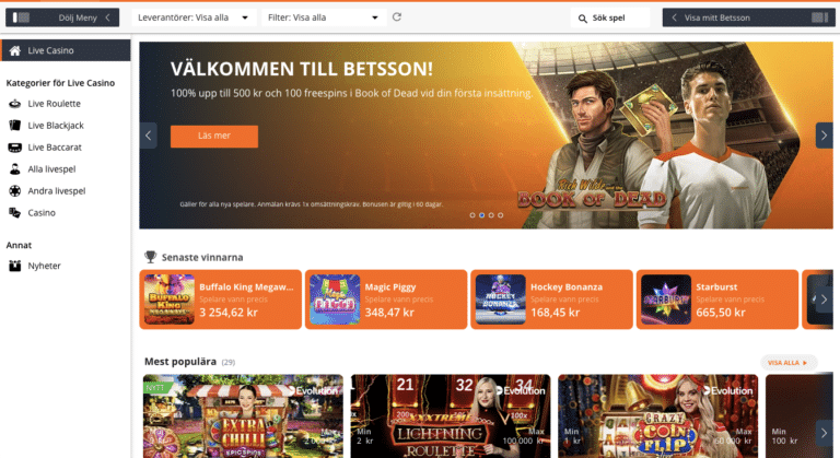 betsson live casino