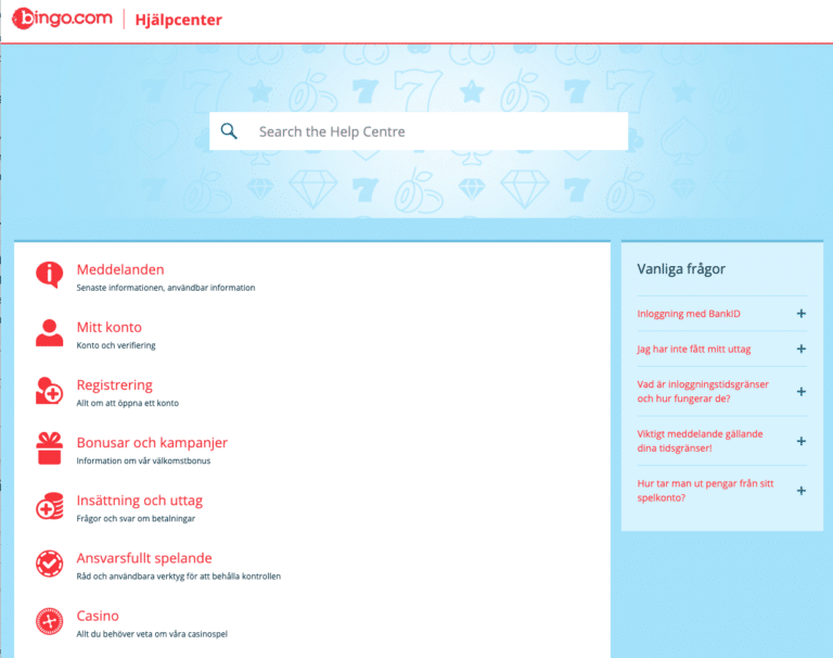 bingo.com hjälpcenter
