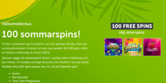 100 Omsättningsfria Free Spins på NetEnt