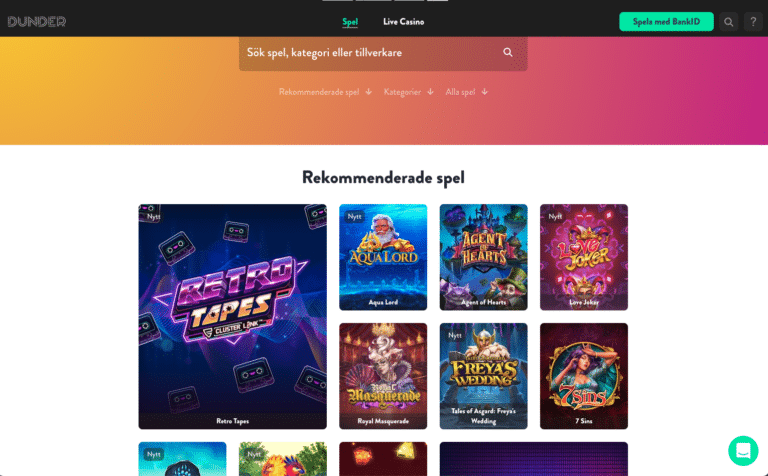 dunder casino spel online