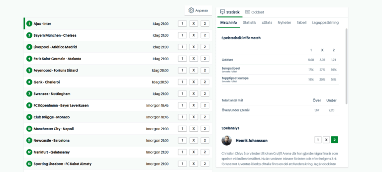 europatipset resultatsida