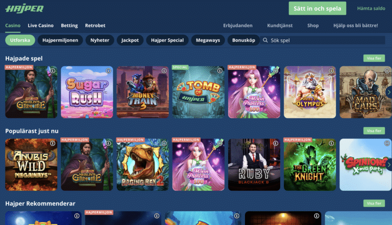 hajper casino spel sektion