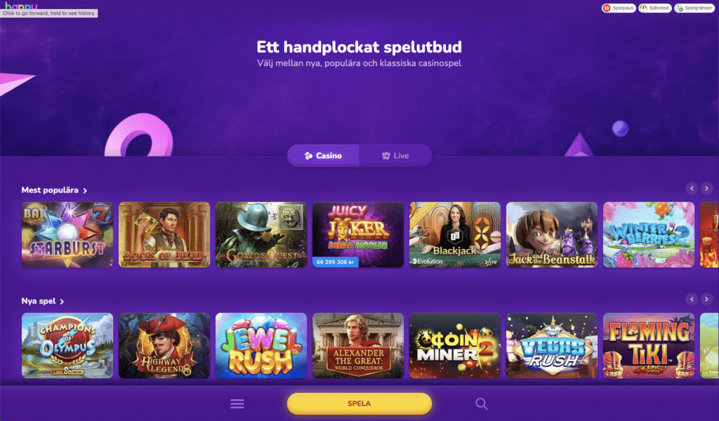 Happy Casino - Bonus på 50 omsättningsfria free spins