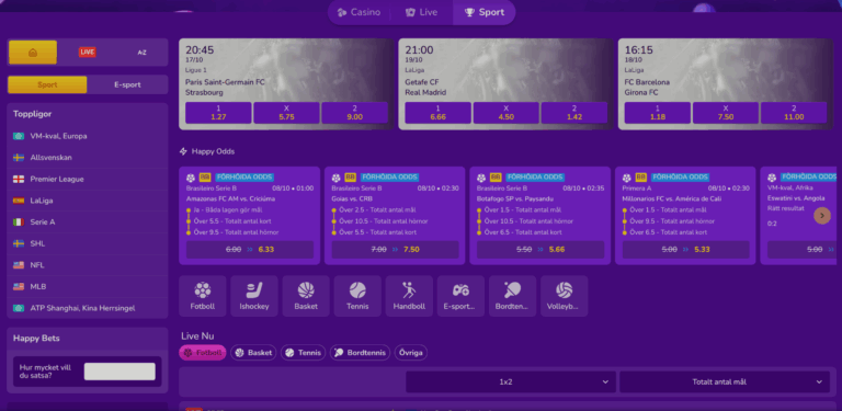 Sportsbook på happy casino