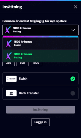 Välj din bonus