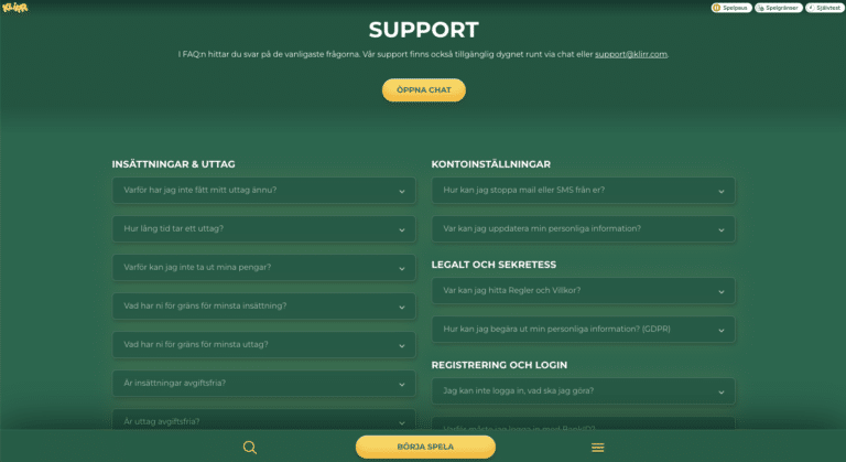 klirr casino support