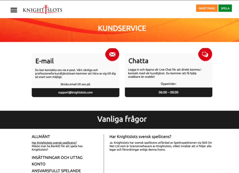 kundservice knightslots