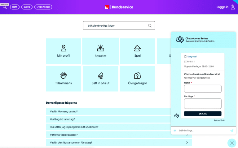 momang casino kundtjänst service