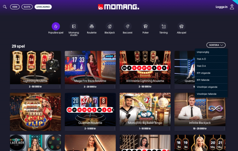 momang casino live casinospel