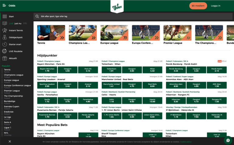 mr green sport odds betting