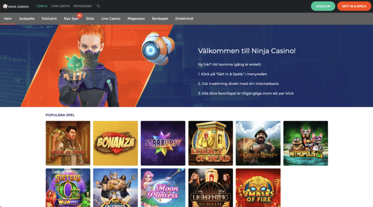 ninja casino välkomstbonus