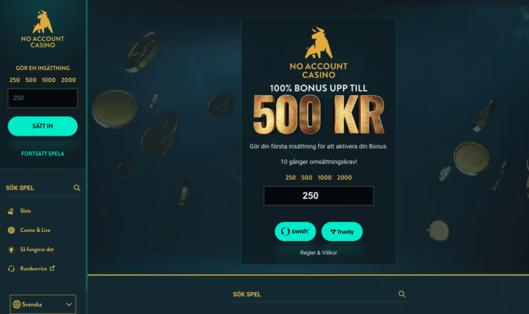 no account casino välkomstbonus