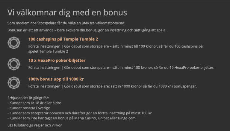 nya casino bonusar storspelare