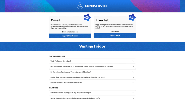 slotstars casino kundservice