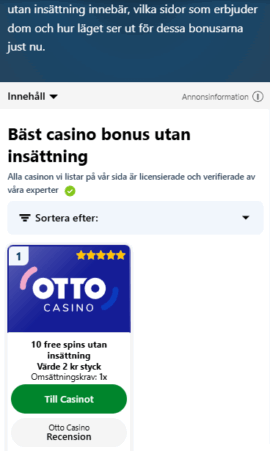 Hitta en bonus via listan