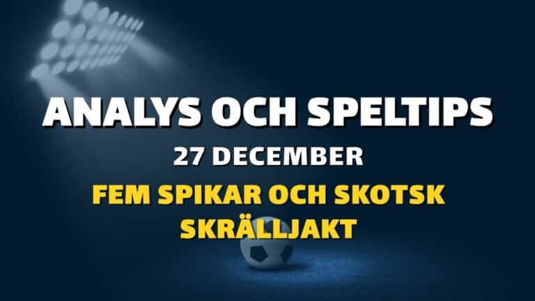Stryktipset tips 27/12