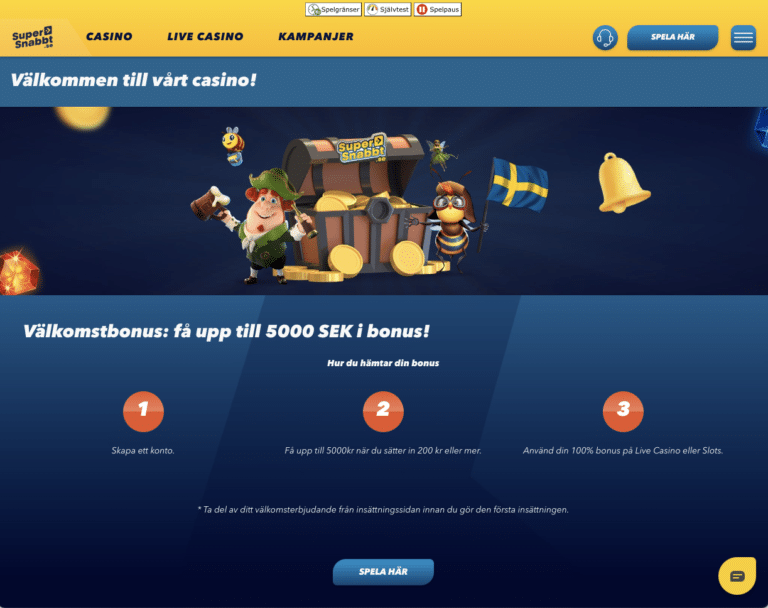 supersnabbt casino välkomstbonus