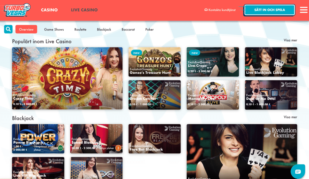 Turbovegas startsida