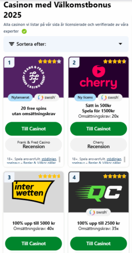 Välj en välkomstbonus