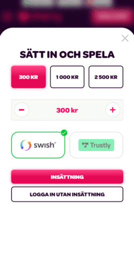 Registrera dig och gör en insättning