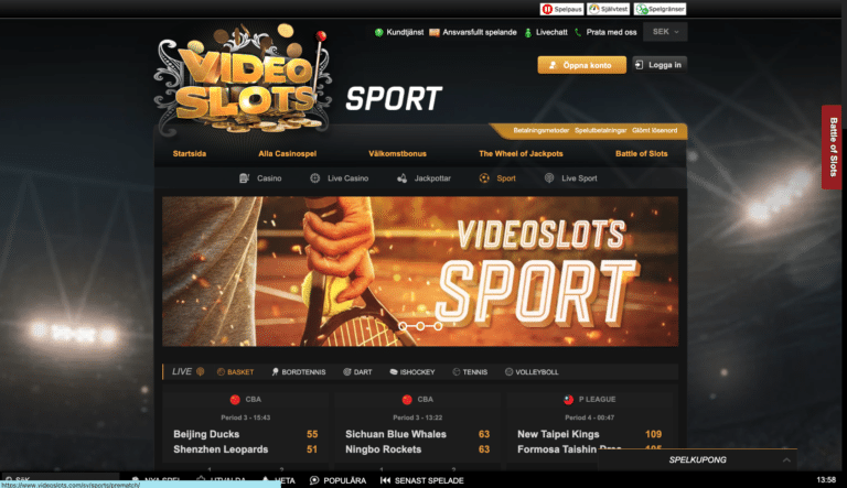 videoslots bettingsektion online