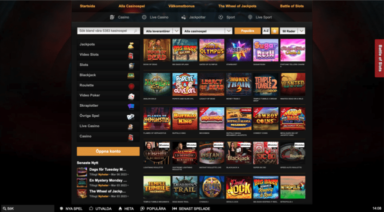 videoslots casinospel bibliotek