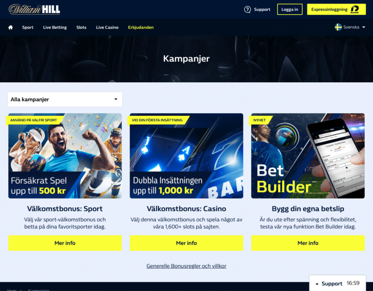williamhill kampanjer och erbjudanden