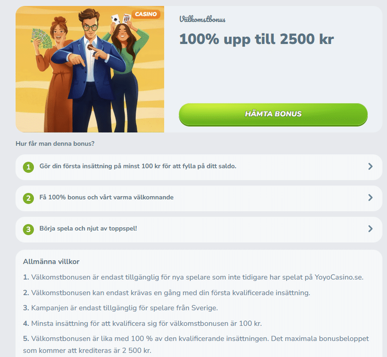 hur man får yoyo casino bonus